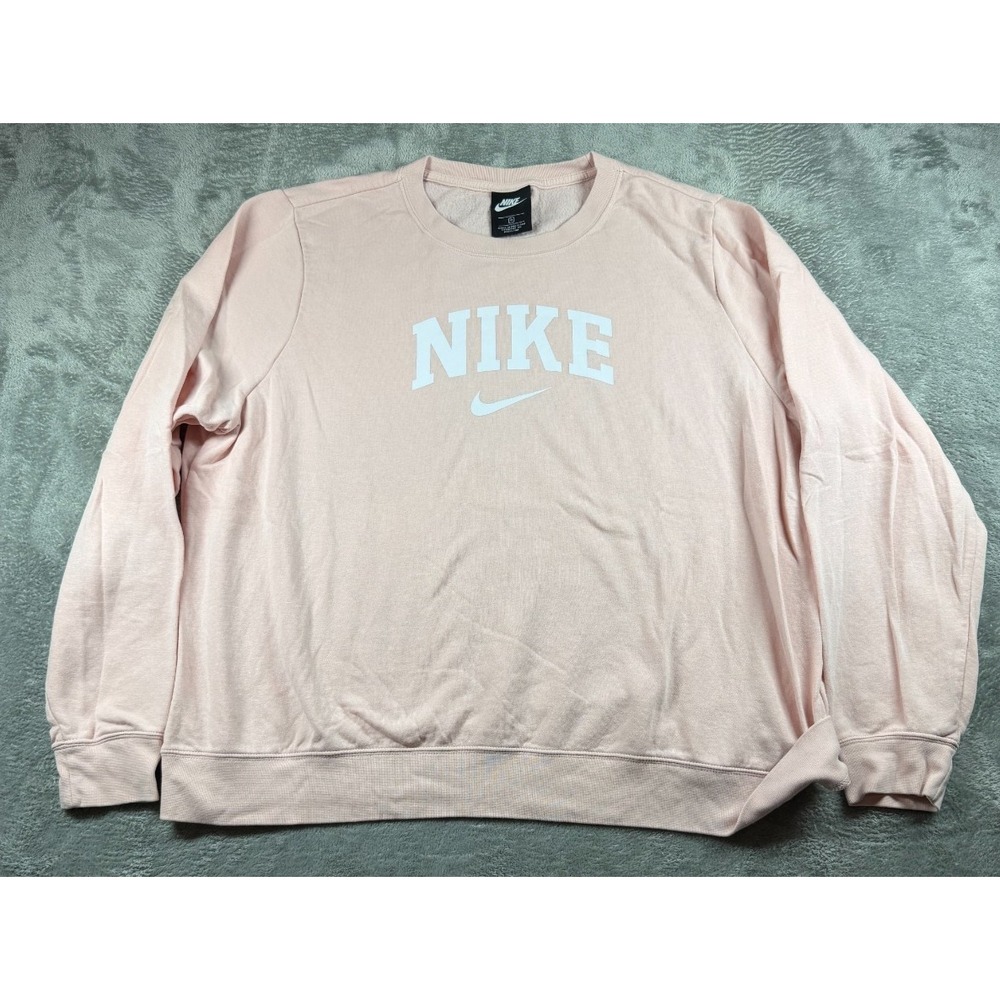 Nike Sportswear Crewneck Sweatshirt Women's 1X Pink Logo Swoosh Pullover